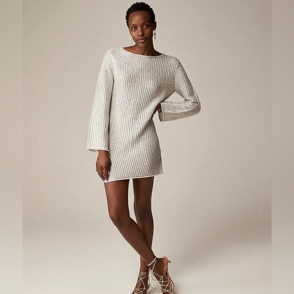 J Crew Collection metallic open-weave sweater-dress size small